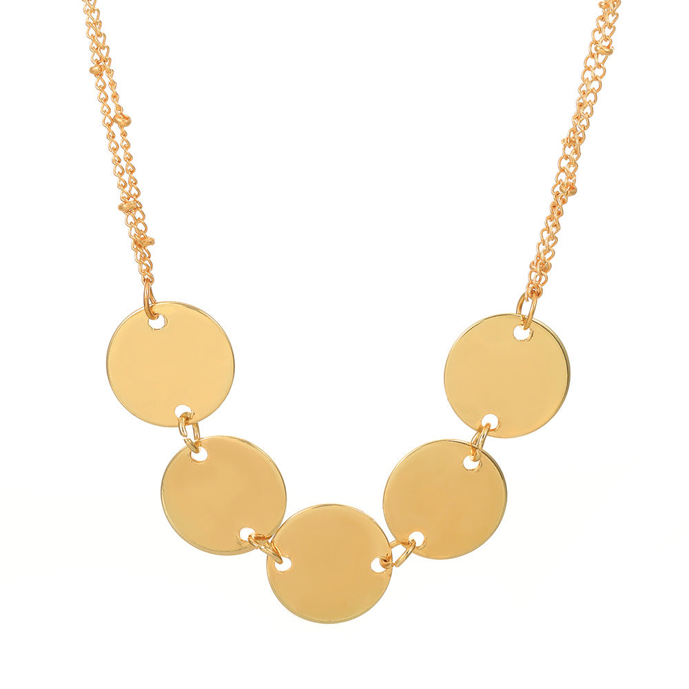 Wholesale Retro metal short disc clavicle chain